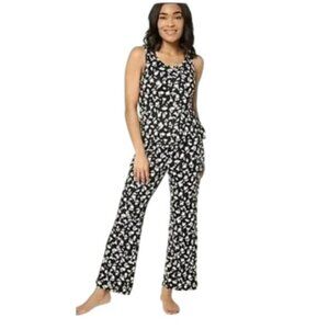 MUK LUKS Cloud Knit Floral Pajama Pant Plus Size 2X Black White Lounge Sleepwear